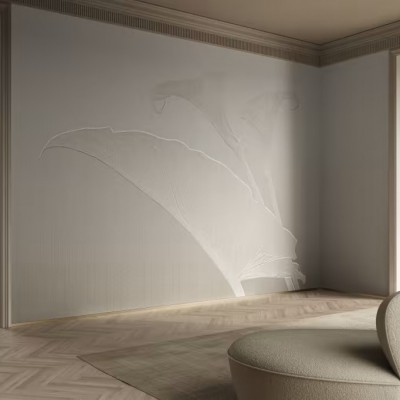 Tapet cu design elegant si modern, cu model de frunze delicate