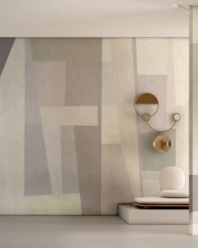 Forms Variant 1 tapet, design geometric, minimalist, nuante neutre, living, dormitor, birou