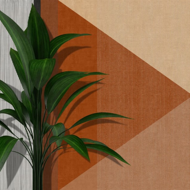 Tapet geometric Long Island cu nuante de bej si maro