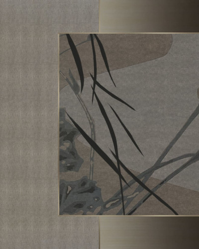 Tapet Border of the Sea, cu design minimalist și accente de culoare neutre, inspirat de natură, cu linii simple și tonuri de gri, bej și maro