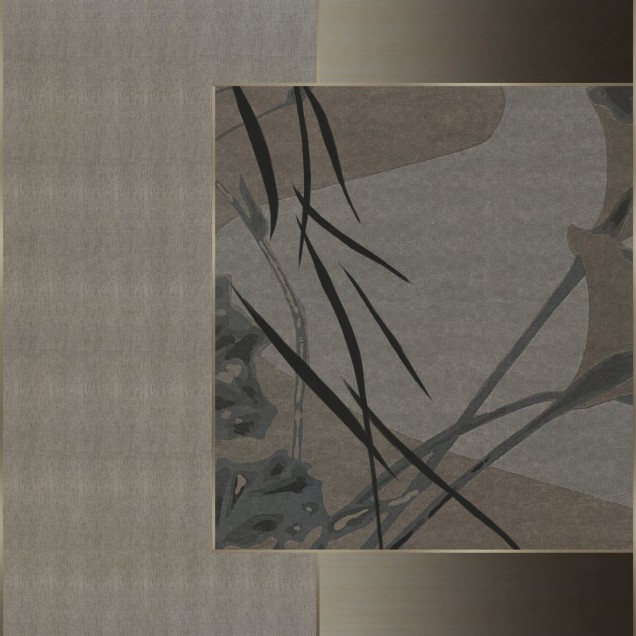 Tapet Border of the Sea, cu design minimalist și accente de culoare neutre, inspirat de natură, cu linii simple și tonuri de gri, bej și maro