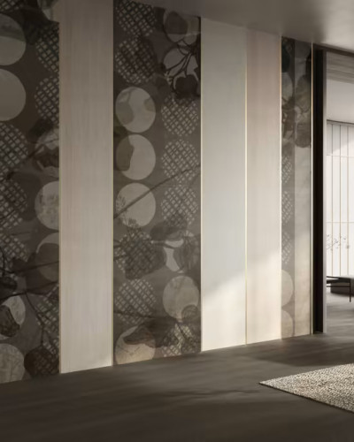 Tapet cu design minimalist cu flori delicate și modele geometrice subtile