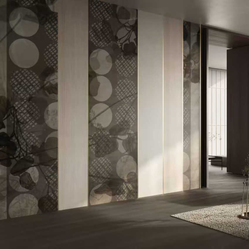 Tapet cu design minimalist cu flori delicate și modele geometrice subtile