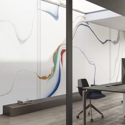 Tapet modern cu design abstract, culori vii și linii curbe, perfect pentru living, dormitor sau birou.