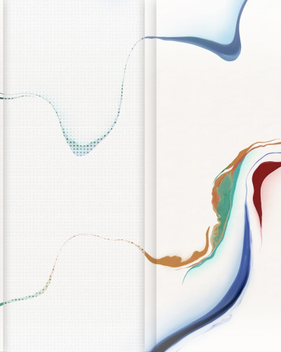 Tapet modern cu design abstract, culori vii și linii curbe, perfect pentru living, dormitor sau birou.