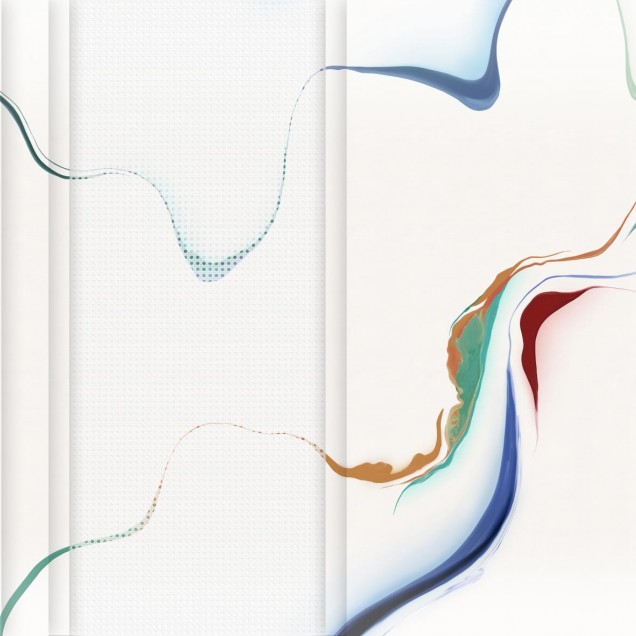 Tapet modern cu design abstract, culori vii și linii curbe, perfect pentru living, dormitor sau birou.