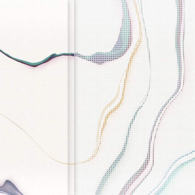 Tapet modern cu design abstract, culori vii și linii curbe, perfect pentru living, dormitor sau birou.