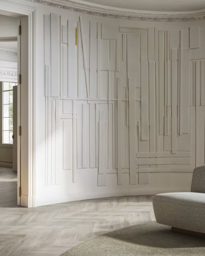 Tapet geometric minimalist cu design modern, tonuri neutre, perfect pentru sufragerie, dormitor sau birou