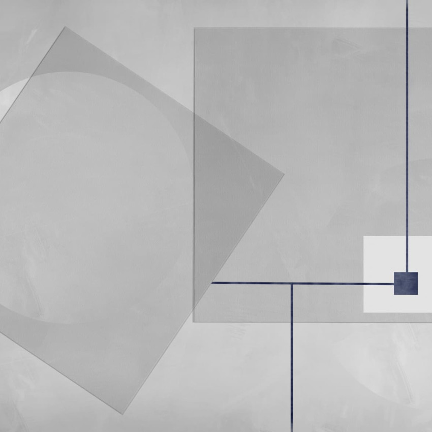 Wallpaper abstract cu linii subtile și forme geometrice în nuanțe de gri și albastru