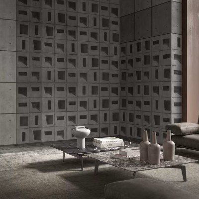Tapet cu aspect de beton brut, cu structura geometrica, perfect pentru un interior modern
