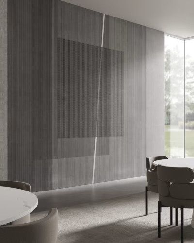 Tapet modern cu design geometric gri, ideal pentru un living, dormitor sau birou modern.