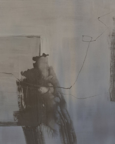 Tapet abstract minimalist Giorni, Variant 2, cu nuanțe neutre și linii fine
