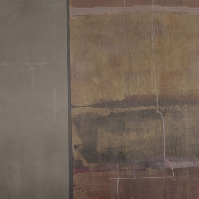 Wallpaper Ellis Island, Variant 1, cu design abstract in nuante calde de maro si bej