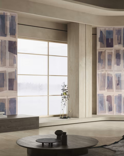 Tapet abstract cu design geometric unic, perfect pentru a adăuga un element de artă modernă în decorul dumneavoastră.