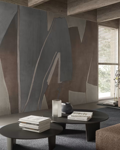 Tapet modern gri si maro cu design minimalist