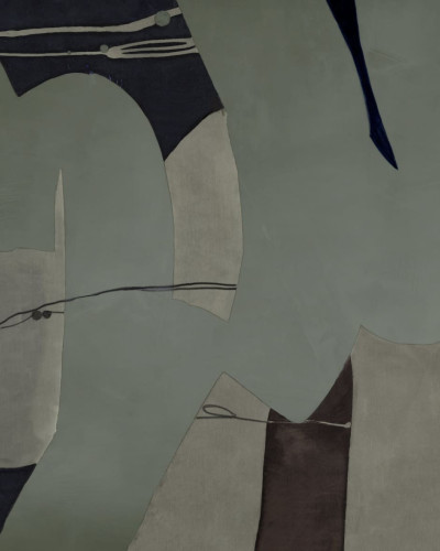 Tapet modern cu design abstract in tonuri de verde si gri