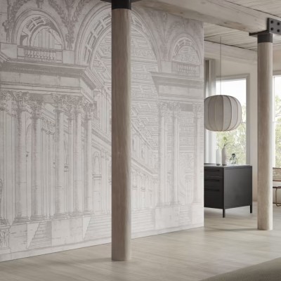 Tapet cu un design clasic, cu o imagine a unei clădiri cu coloane din Roma