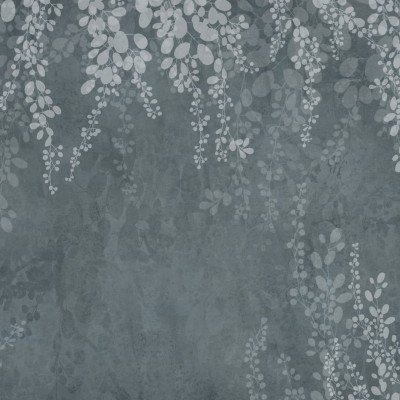 Wallpaper cu design minimalist, cu frunze delicate în tonuri de gri.