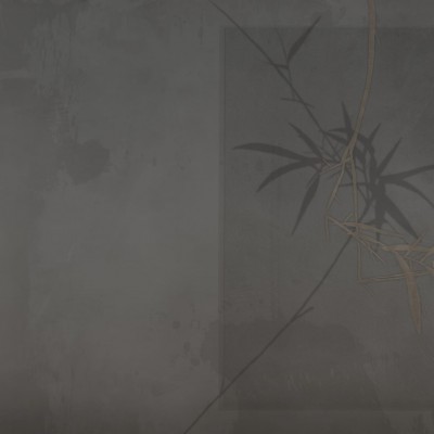 Tapet cu design minimalist și elegant, cu o ramură de bambus stilizată pe un fundal gri deschis.