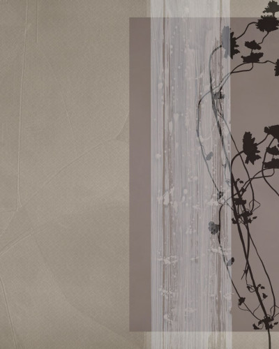 Tapet cu un design minimalist, cu culori neutre și delicate cu o imagine subtilă de ramuri florale.