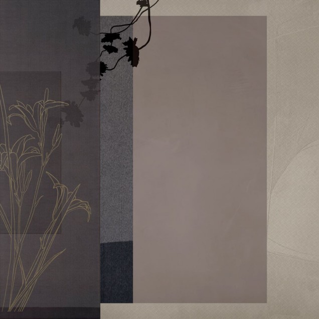 Tapet cu un design minimalist, cu culori neutre și delicate cu o imagine subtilă de ramuri florale.