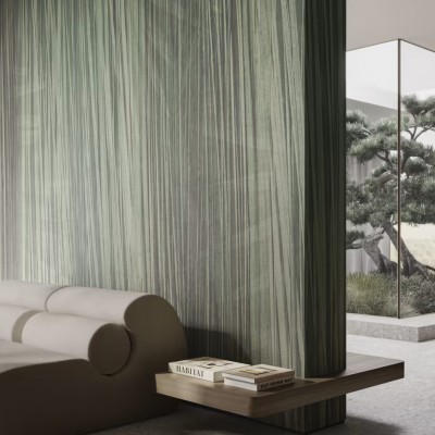Tapet Adachi, Variant 1, cu design abstract in nuante de verde