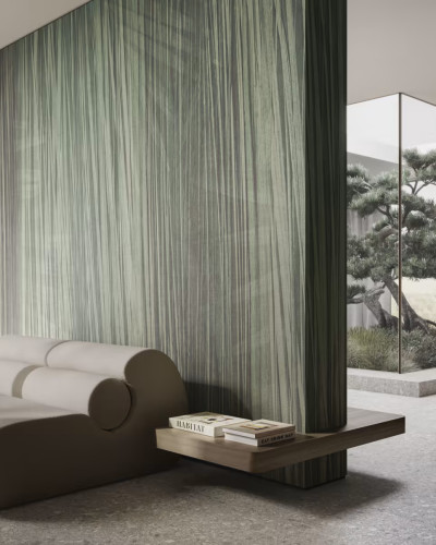 Tapet Adachi, Variant 1, cu design abstract in nuante de verde