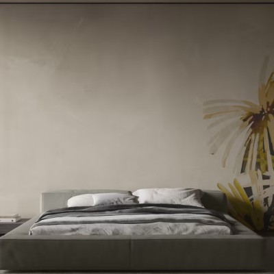 Tapet modern cu frunze delicate si design minimalist