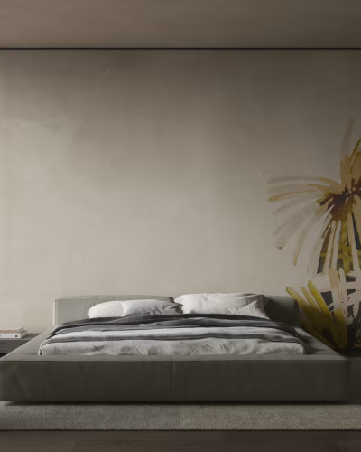 Tapet modern cu frunze delicate si design minimalist