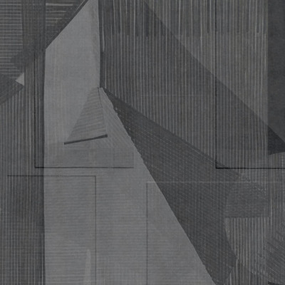Tapet cu design geometric abstract în tonuri de gri, perfect pentru a adăuga un strop de stil minimalist spațiului tău.