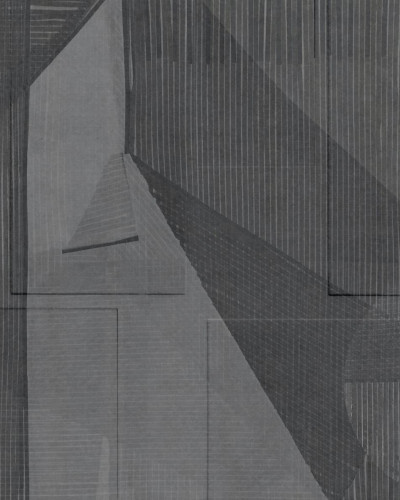 Tapet cu design geometric abstract în tonuri de gri, perfect pentru a adăuga un strop de stil minimalist spațiului tău.