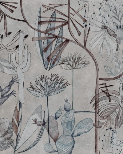 Tapet abstract elegant cu design in nuante de albastru si maro