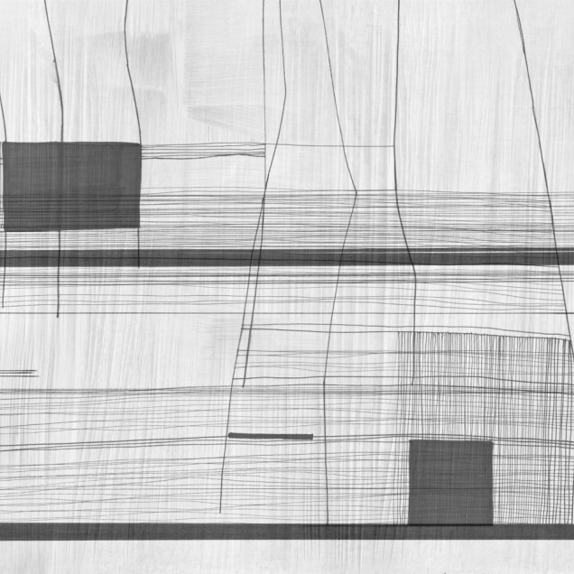 Tapet abstract cu linii fine si accente de gri