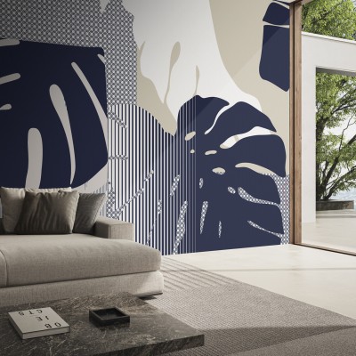 Tapet modern cu design floral si geometric, Deliciosa Variant 1