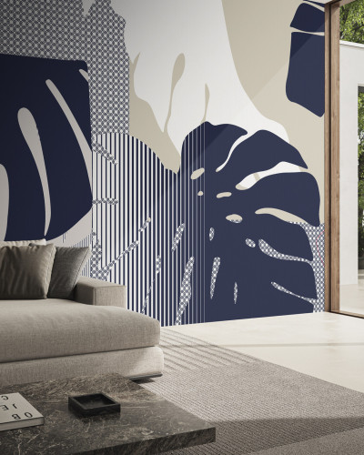 Tapet modern cu design floral si geometric, Deliciosa Variant 1