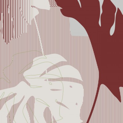 Hârtie de perete cu design abstract, frunze de palmier și linii verticale