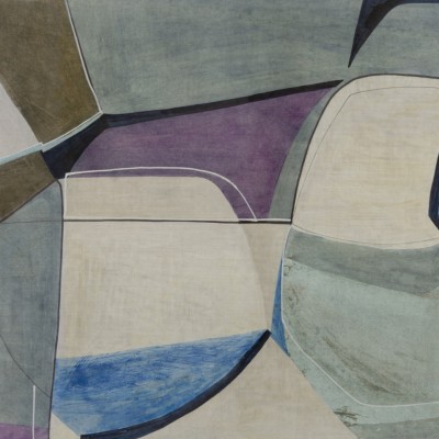 Tapet cu design abstract in nuante de albastru, maro si violet