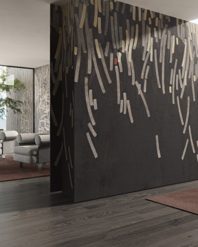Tapet cu design abstract, linii fine și tonuri neutre