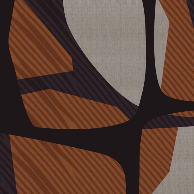 Tapet geometric modern cu culori calde si forme abstracte, perfect pentru un hol sau o zona de relaxare.