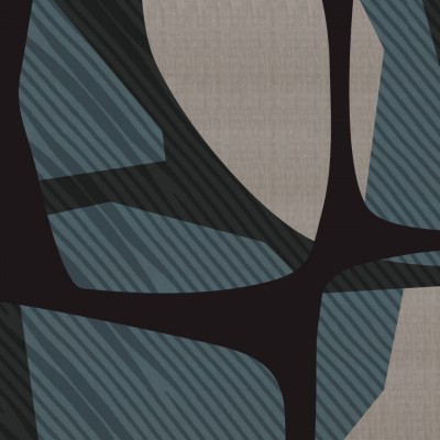 Tapet cu design geometric modern, in nuanțe de gri și albastru.