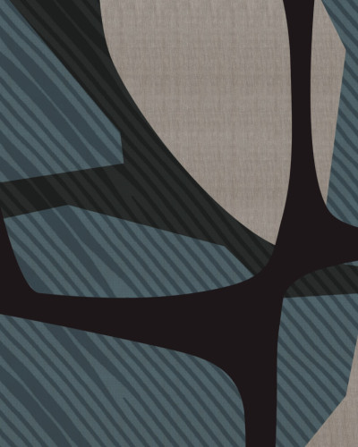 Tapet cu design geometric modern, in nuanțe de gri și albastru.