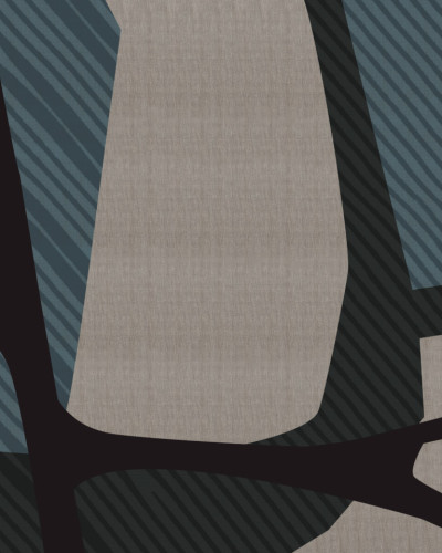Tapet cu design geometric modern, in nuanțe de gri și albastru.