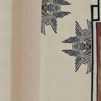 Tapet modern cu design geometric abstract, cu culori neutre și vibrante.