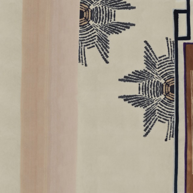 Tapet modern cu design geometric abstract, cu culori neutre și vibrante.