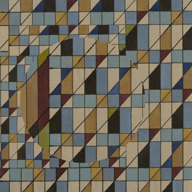 Tapet geometric modern cu triunghiuri și pătrate, culori vibrante