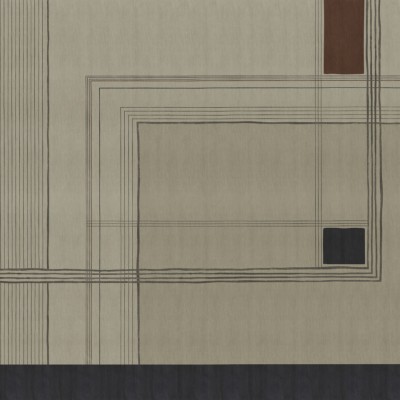Tapet abstract Retorica Variant 1 cu model geometric în nuanțe de gri, maro și negru pe fond crem.