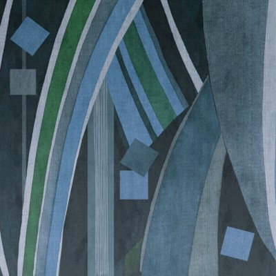 Tapet abstract cu design modern in nuante de albastru, verde si gri