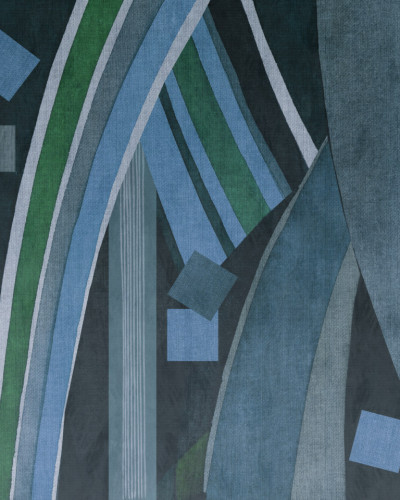 Tapet abstract cu design modern in nuante de albastru, verde si gri