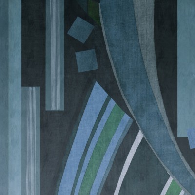 Tapet abstract cu design modern in nuante de albastru, verde si gri