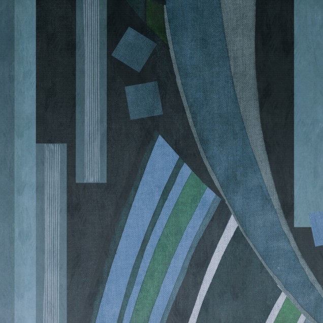 Tapet abstract cu design modern in nuante de albastru, verde si gri